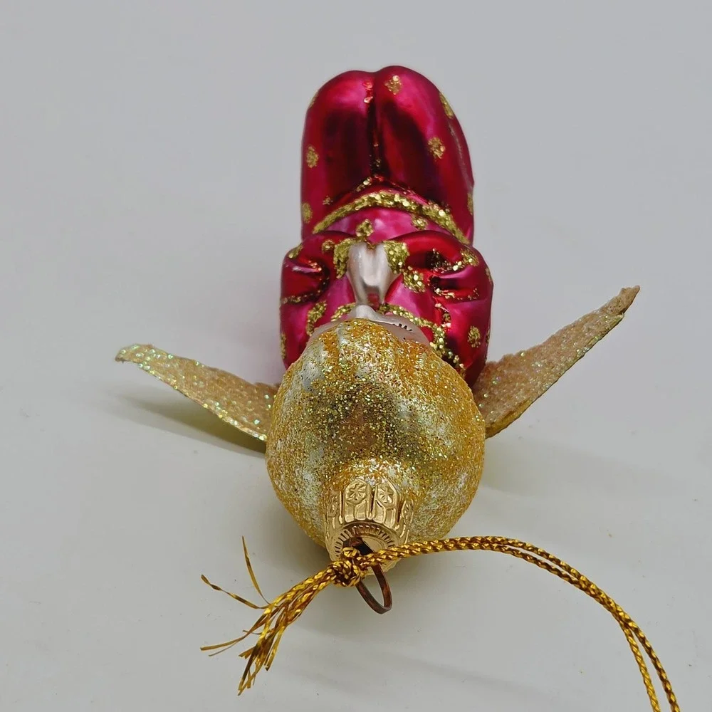 VTG Kneeling Praying Angel Blown Glass Christmas Tree Ornament 4